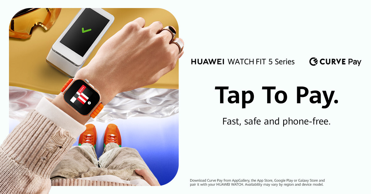 La serie HUAWEI WATCH FIT 5 ofrece pagos seguros y contactless con Curve Pay