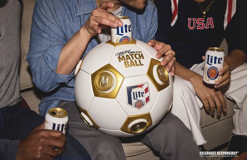 The first-of-its-kind Miller Time MVP Matchball holds up to 12 Miller Lites, transforming soccer’s most iconic symbol into the ultimate watch party centerpiece. The first-of-its-kind Miller Time MVP Matchball holds up to 12 Miller Lites, transforming soccer’s most iconic symbol into the ultimate watch party centerpiece.