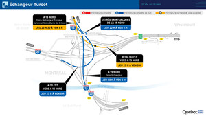 Fermetures de nuit dans l'échangeur Turcot du 14 au 19 mai