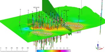 Figure 3 - An example of a density model showing alignment with historic drilling and illumination of new exploration targets, from a muon program conducted at Fireweed Metals’ Macmillan Pass District, Yukon Territory. https://ideon.ai/results/fireweed-metals-macpass/ (CNW Group/Power Metallic Mines Inc.)
