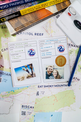 Inside an RV-2-50 Travel Passport laying on top of map and National Geographic books.