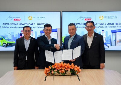 (Left to right) Mark Chong, Chief Executive Officer, SingPost; Andy Lim, Head of Commercial, SingPost; Derrick Chan, Managing Director, Singapore and Malaysia, Fullerton Health; Ho Kuen Loon, Group Chief Executive Officer and Executive Director, Fullerton Health.