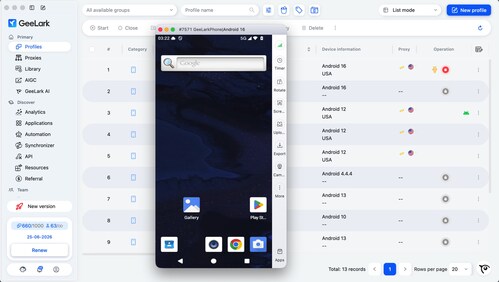 GeeLark cloud phone Android 16