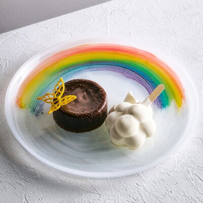 Melty Fondant Chocolate with Rainbow and Orange Ice Cream by JAM17 DINING / HOTEL GROOVE SHINJUKU