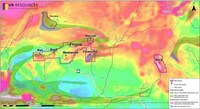 Figure 1. Rambler, Empire and Mack properties covered by the VTEM+ airborne survey currently underway. Highway 17, the Trans Canada highway, and the town of Upsala are shown for reference. The survey will identify and map in detail magnetic and sulfide-bearing intrusions, such as Westwood shown in Photo 1 below. (CNW Group/VR Resources Limited)