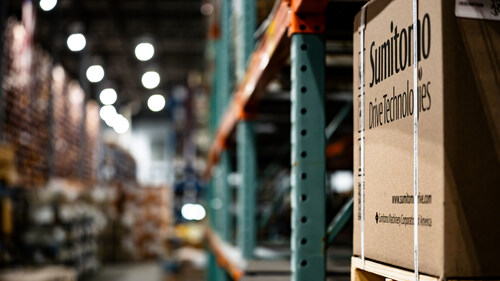 Packaged product staged in warehouse rack location.