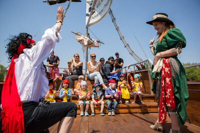 Pirate Life crew performing interactive theatre for summer camps. The business has several different revenue streams including private charters, theatre cruises, escape rooms, corporate events, and more. (CNW Group/Pirate Life Adventures)