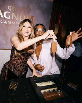 House of MagnumÂ®â€™s Taste Architect, Law Roach, and Magnum MuseÂ® Heidi Klum, craft their very own MagnumÂ® at the VIP after party in Cannes