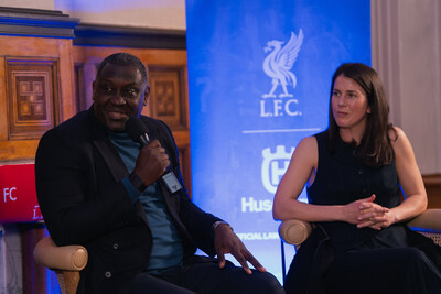 Former Liverpool FC and England Striker, and ex-Head of Football Development at Leicester City Women, Emile Heskey and former Liverpool FC Captain Niamh Fahey sp Husqvarna and Liverpool FC panel event