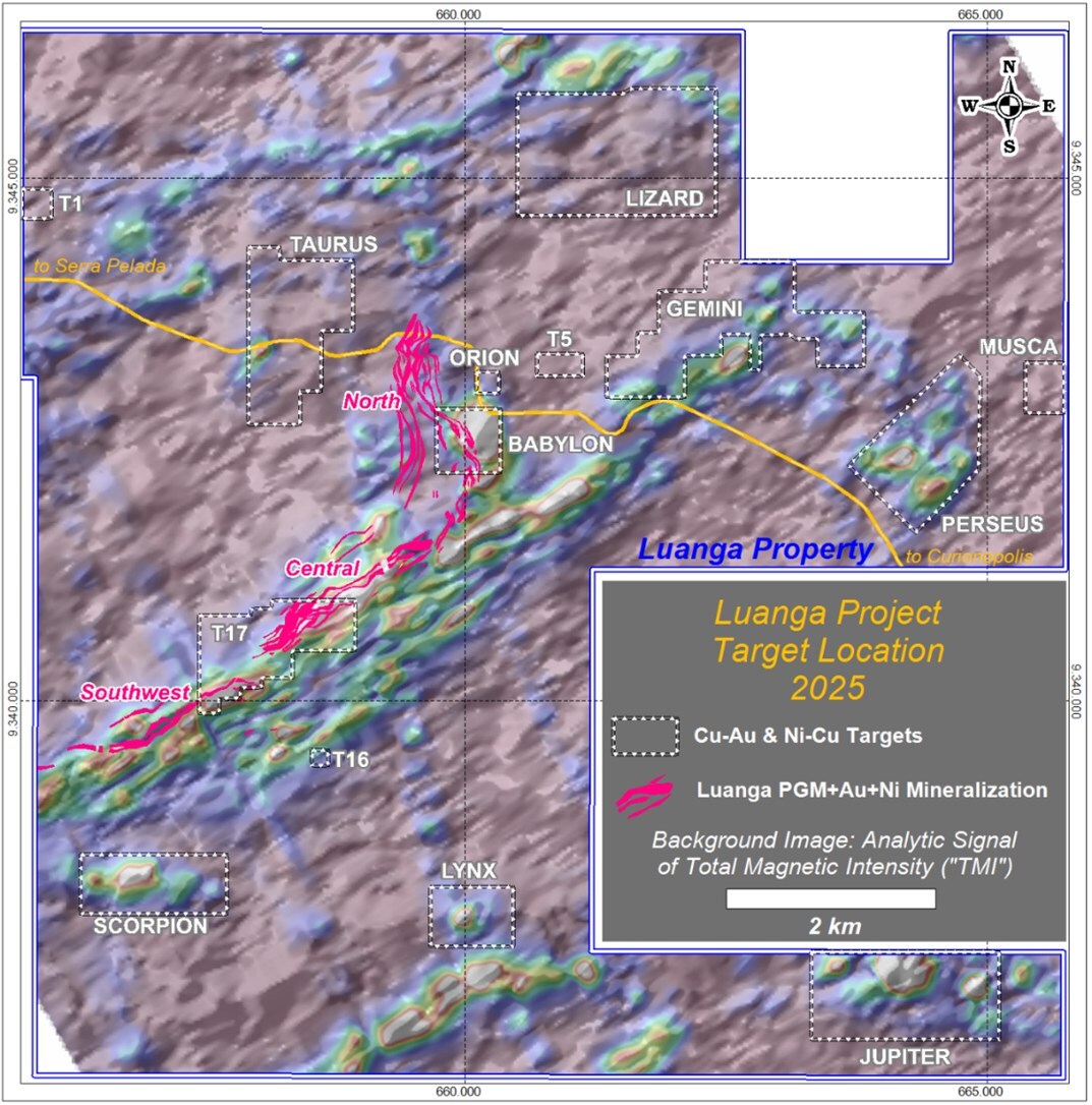 Figure 4: Location of the Babylon Ni/Cu Target in respect to the Luanga deposit. (CNW Group/Bravo Mining Corp.) Figure 4: Location of the Babylon Ni/Cu Target in respect to the Luanga deposit. (CNW Group/Bravo Mining Corp.)