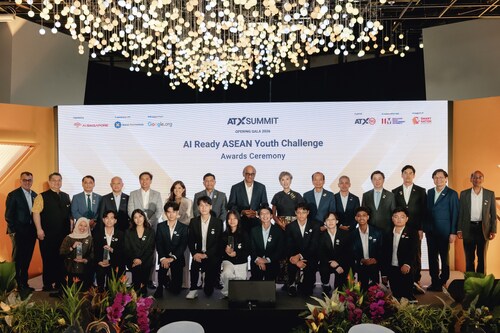 Finalists from AI Ready ASEAN Youth Challenge and distinguished guests at the Opening Gala Dinner of ATxSummit 2026. Finalists from AI Ready ASEAN Youth Challenge and distinguished guests at the Opening Gala Dinner of ATxSummit 2026.