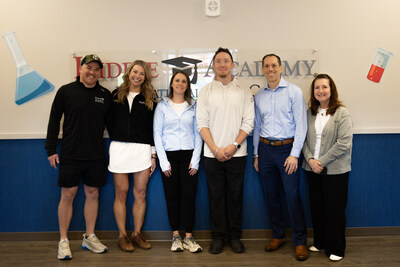 The new Kiddie Academy of Woodbury is owned and operated by Andrew and Amye Lemon, and Josh and Caitlin Orloff, pictured with Joshua Frick, president of Kiddie Academy and Kelly James, franchise business consultant at Kiddie Academy.