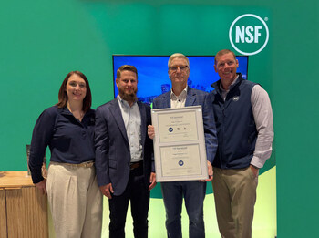Tangent Materials CEO, Kevin Potthoff, accepting NSF's first Certification for a PFAS Free Synthetic Food Grade Material