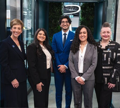 The IBU Signal Launch. Dr. Asima Vezina and Gina Jeneroux with the IBU Students. (CNW Group/International Business University)