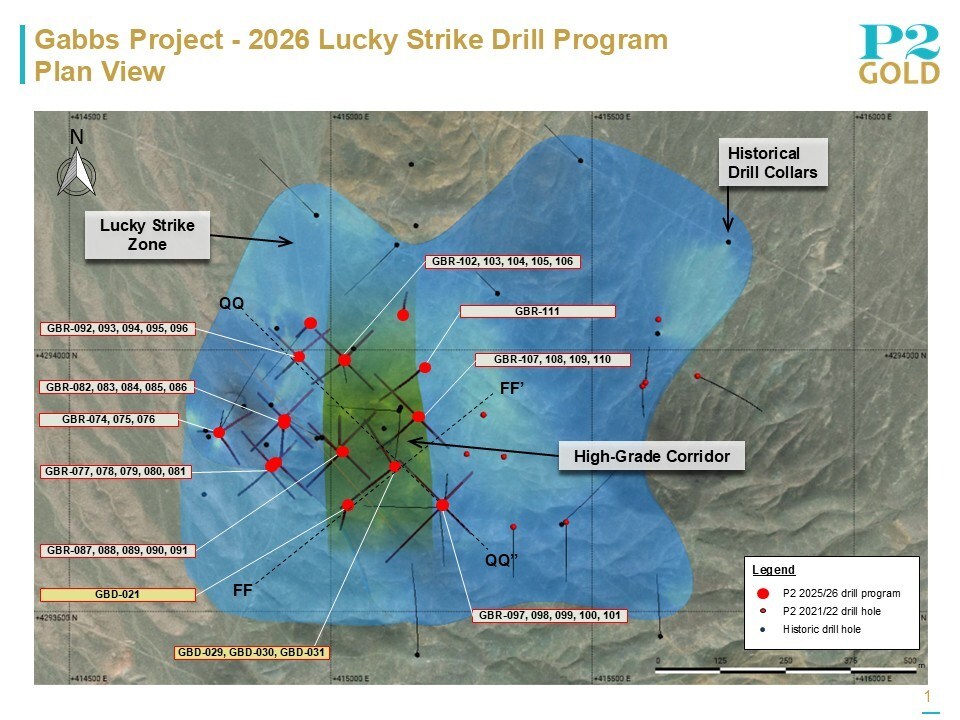 Lucky Strike Plan View May 20, 2026 (CNW Group/P2 Gold Inc.) Lucky Strike Plan View May 20, 2026 (CNW Group/P2 Gold Inc.)