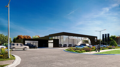 A street-level view of the redesigned Mercedes-Benz Newmarket, where the AMG Performance Centre and service entrance anchor the dealership's new customer experience. (CNW Group/Mercedes-Benz Newmarket)