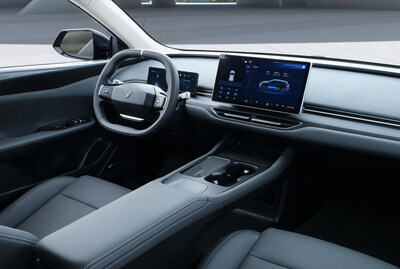 The 12.9-inch central display screen shows the vehicle's control features with sharp clarity. The 12.9-inch central display screen shows the vehicle's control features with sharp clarity.
