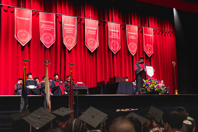 Barry C. Bragton Jr., president of UPS Worldport Operations and Vaughn Alumnus, delivering the address at the 94th commencement ceremony.