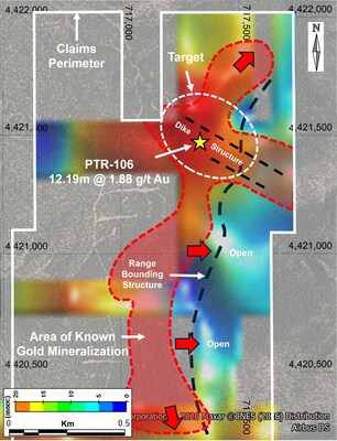 Figure 2 – Chargeability Anomaly at a Depth of 150 to 300m in the North Zone of the Property, Outlining the Area of Known Gold Mineralization. (CNW Group/Black Mammoth Metals Corp)