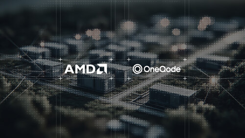AMD & OneQode logos superimposed on an AI datacenter AMD & OneQode logos superimposed on an AI datacenter
