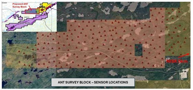 Figure 3 – Location of Ambient Noise Tomography (ANT) survey over Nisk Far West Zones (CNW Group/Power Metallic Mines Inc.)