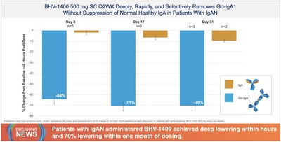BHV-1400 500 mg SC Q2WK Deeply, Rapidly, and Selectively Removes Gd-IgA1 Without Suppression of Normal Healthy IgA in Patients With IgAN
