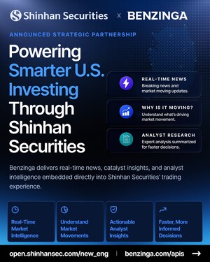 Benzinga Delivers Real-Time U.S. Market Intelligence to Shinhan Securities' Mobile Trading Platform
