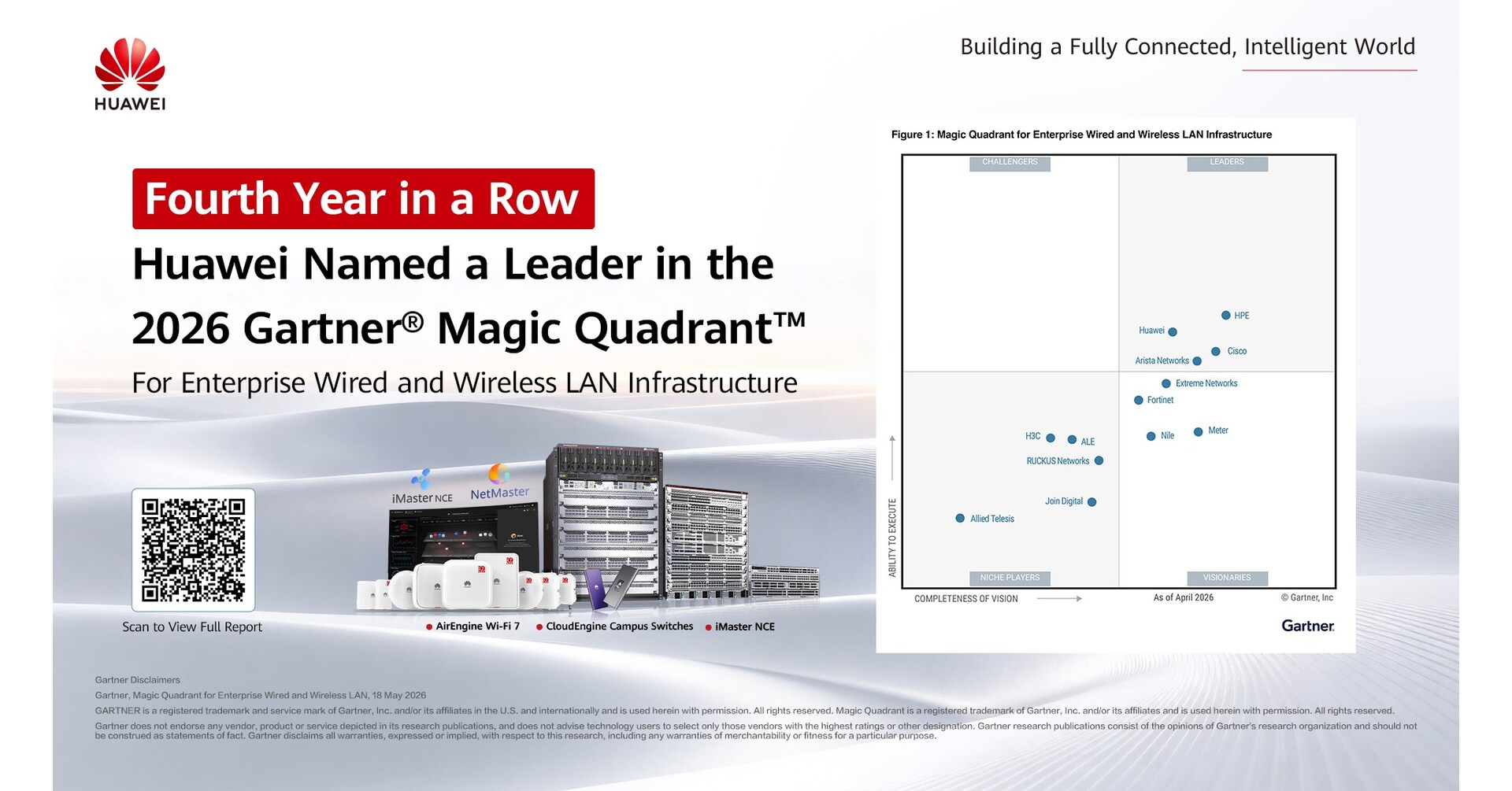 Huawei Raih Status Leader dalam 2026 Gartner® Magic Quadrant™ for Enterprise Wired and Wireless LAN Infrastructure Empat Tahun Berturut-turut