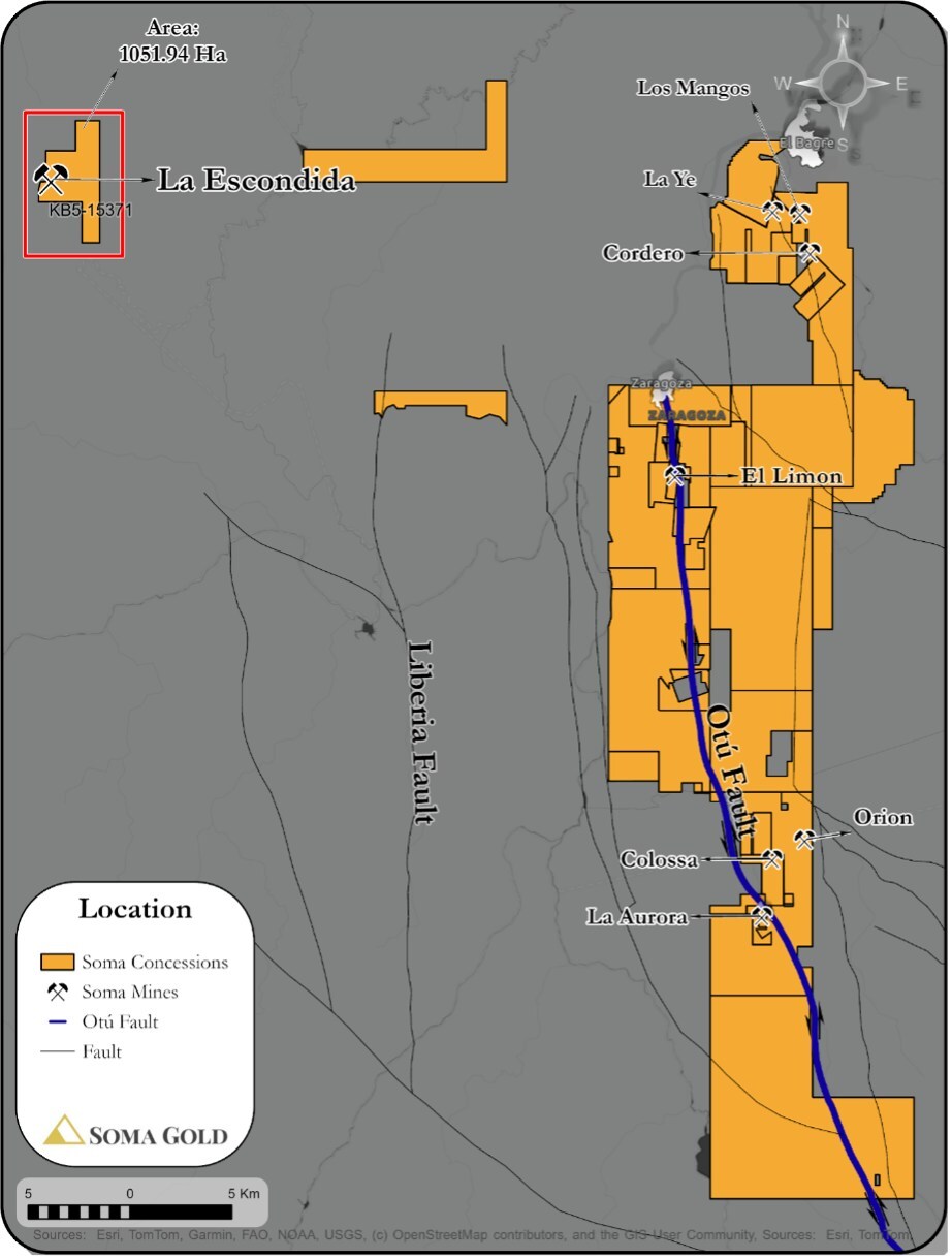 Figure 1: Location of the Escondida Project (CNW Group/Soma Gold Corp.) Figure 1: Location of the Escondida Project (CNW Group/Soma Gold Corp.)