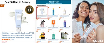 COSRX Ultra Light Invisible Sunscreen Ranks #1 spot on Amazon Germany as the bestselling beauty product