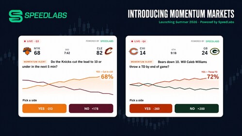SpeedLabs' Momentum Markets create and price new markets in real time during live games, letting fans trade on the moments that matter most. SpeedLabs' Momentum Markets create and price new markets in real time during live games, letting fans trade on the moments that matter most.