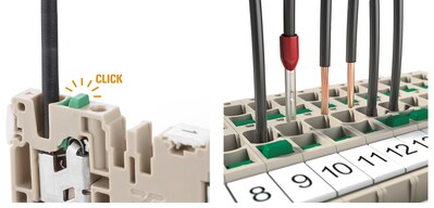 SNAP IN technology delivers gains from faster wiring times, with a single termination completed in just one second. SNAP IN technology delivers gains from faster wiring times, with a single termination completed in just one second.