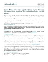 Lundin Mining Announces Updated Share Capital, Provides Update on Share Buybacks and Announces Filing of ESTMA Report (CNW Group/Lundin Mining Corporation)