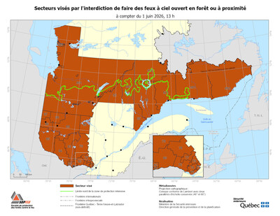 Carte du territoire (Groupe CNW/Ministère de la Sécurité intérieure) Carte du territoire (Groupe CNW/Ministère de la Sécurité intérieure)