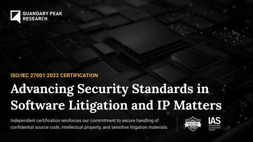 Quandary Peak’s ISO/IEC 27001 certification reinforces our commitment to protecting sensitive client data across high-stakes software litigation and technical consulting engagements. Quandary Peak’s ISO/IEC 27001 certification reinforces our commitment to protecting sensitive client data across high-stakes software litigation and technical consulting engagements.