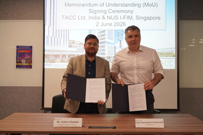 (Left-to-Right): Mr. Ankur Khaitan, MD & CEO, TACC Limited; Professor Sir Konstantin Novoselov, Director of NUS I-FIM. (Left-to-Right): Mr. Ankur Khaitan, MD & CEO, TACC Limited; Professor Sir Konstantin Novoselov, Director of NUS I-FIM.