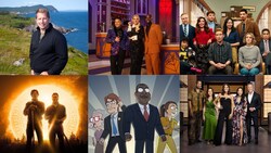 Clockwise: Home Network’s Rock Solid Builds, Flavour Network’s Halloween Bakeshop, Showcase’s The Paper, The HISTORY® Channel’s Curse of Oak Island, Adult Swim’s President Curtis and Flavour Network’s Top Chef Canada. Images courtesy of Corus Entertainment. (CNW Group/Corus Entertainment Inc.)