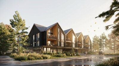 A rendering of the Benchlands Residences at Revelstoke Mountain Resort, where condominiums, townhomes and estate lots sit minutes from the resort base and adjacent to the Cabot Revelstoke golf course. (CNW Group/Revelstoke Mountain Resort)