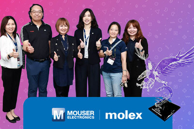 Mouser Receives Molex's APAC e-Catalogue Distributor of the Year Award for Eighth Consecutive Year