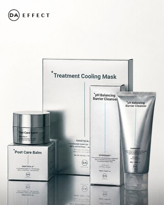 DA EFFECT's skincare lineup, featuring the Post Care Balm, Treatment Cooling Mask and pH Balancing Barrier Cleanser. DA EFFECT's skincare lineup, featuring the Post Care Balm, Treatment Cooling Mask and pH Balancing Barrier Cleanser.