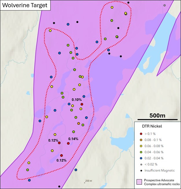 Figure 3 – DTR nickel results from the Wolverine target (CNW Group/FPX Nickel Corp.)