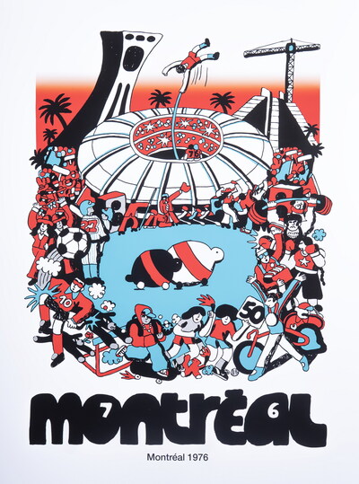Collaboration avec l'artiste montréalais Chien Champion (Groupe CNW/Société de développement et de mise en valeur du Parc olympique (SDMVPO))