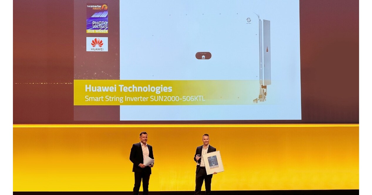 Falownik SUN2000-506KTL 506 kW Smart String firmy Huawei zdobył nagrodę smarter E AWARD podczas targów Intersolar Europe 2026 Falownik SUN2000-506KTL 506 kW Smart String firmy Huawei zdobył nagrodę smarter E AWARD podczas targów Intersolar Europe 2026