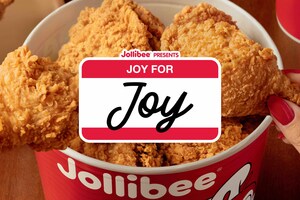 Joy For Joy! Jollibee Celebrates Today's National Day of Joy by Gifting 5 Million Rewards Points to Current Jollibee Rewards Members with "Joy" in Their Name