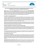 Blue Moon Metals Awards EPC Contract for Nussir Processing Plant and Receives Approval of Waste Management Plan, Final Mine Plan and Extended Discharge Permit