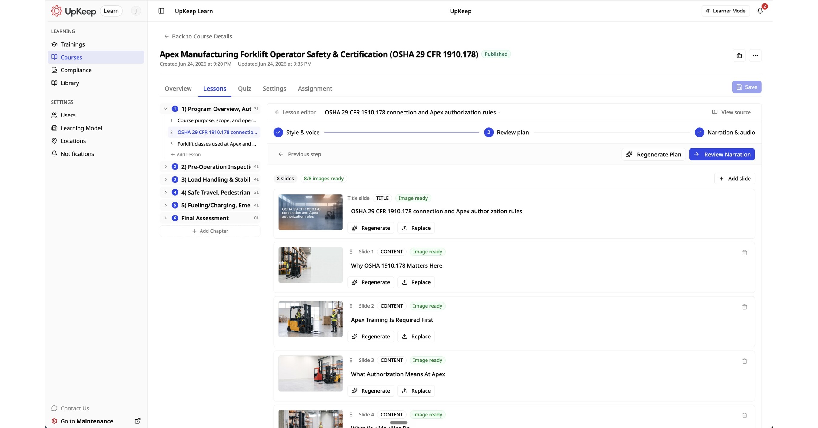 UpKeep Launches Learn, an AI Platform That Builds Your Training and Tracks Compliance Automatically