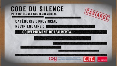 Une chape de plomb -- Le gouvernement de l'Alberta remporte le prix du secret pour son processus opaque d'accès à l'information