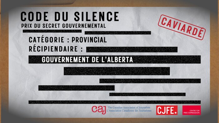 2025 Provincial Code of Silence Award (Groupe CNW/L’Association canadienne des journalistes)