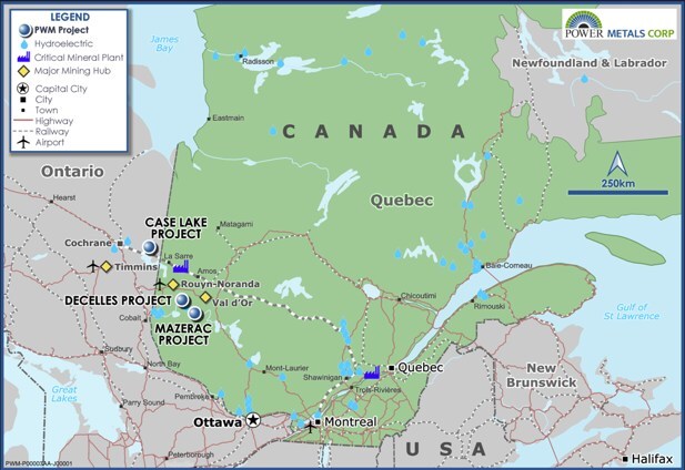 Figure 1 - Power Metals Corp. properties (CNW Group/Power Metals Corp.) Figure 1 - Power Metals Corp. properties (CNW Group/Power Metals Corp.)