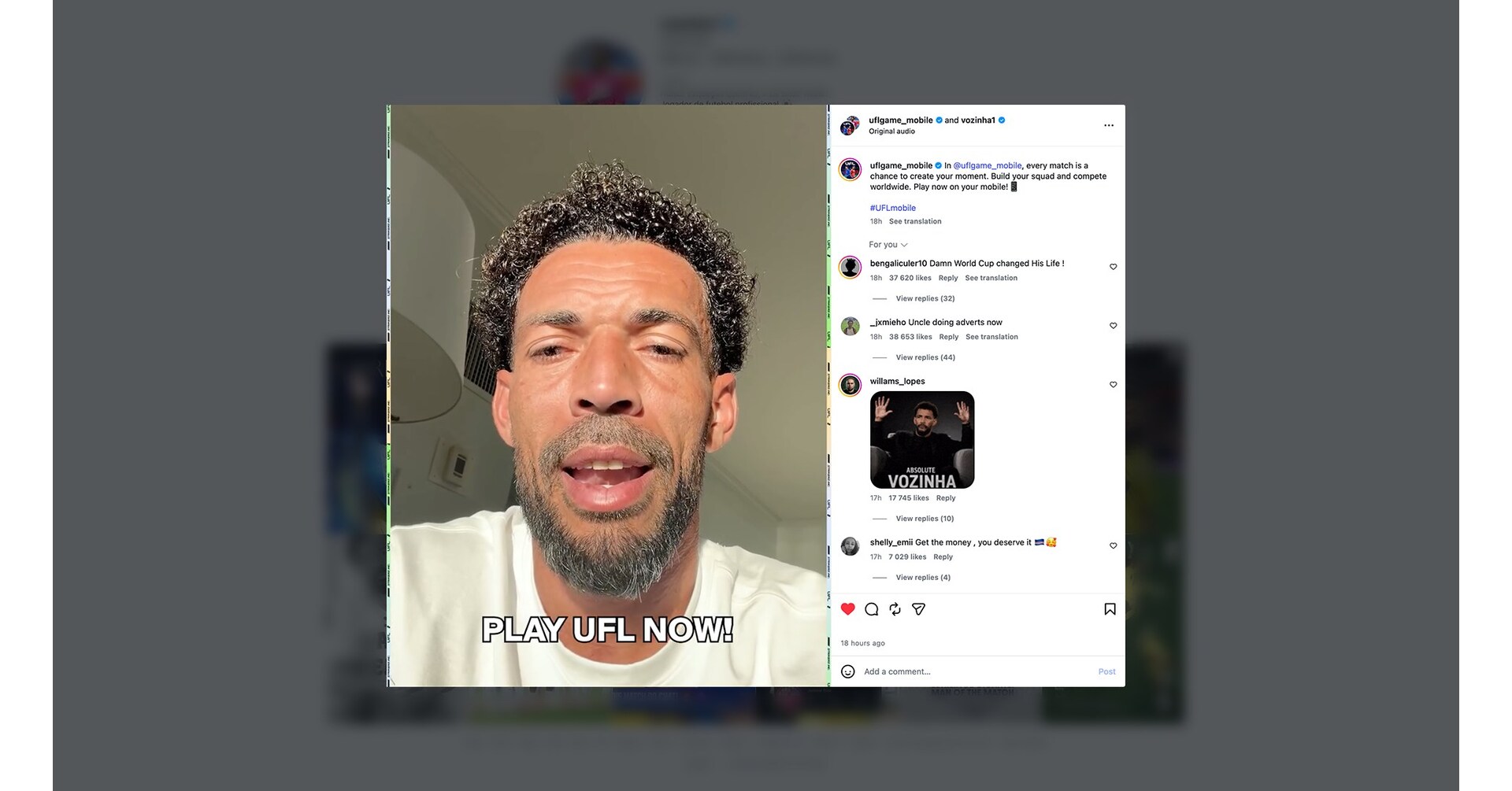Football's latest viral sensation Vozinha lands first commercial deal with Cristiano Ronaldo-backed UFL game